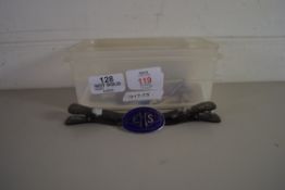 BOX CONTAINING MIXED BUTTONS, PAPERCLIPS ETC