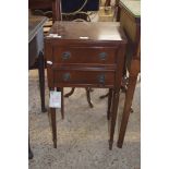 REPRODUCTION MAHOGANY TWO DRAWER BEDSIDE TABLE 38CM WIDE