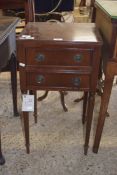 REPRODUCTION MAHOGANY TWO DRAWER BEDSIDE TABLE 38CM WIDE