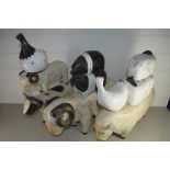 MIXED LOT OF MODERN PAINTED WOODEN FARM ANIMAL MODELS COMPRISING SHEEP, CATTLE, PIGS AND POULTRY