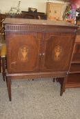 MAHOGANY VENEERED TV CABINET WITH INLAID DETAIL, 85CM WIDE