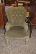 LATE VICTORIAN BUTTON UPHOLSTERED ARMCHAIR