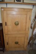VINTAGE PINE TWO-DOOR KITCHEN CABINET, THE DOORS FITTED WITH VENTILATION, 150CM HIGH