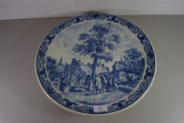 MODERN BLUE AND WHITE DELFT CHARGER DECORATED WITH A VILLAGE SCENE