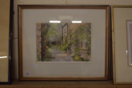 JEAN GOODWIN, "A QUIET CORNER IN ASHFORD", COLOURED PRINT, FRAMED AND GLAZED, 48CM WIDE