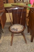 SMALL EDWARDIAN CIRCULAR SEATED SIDE CHAIR WITH STICK BACK