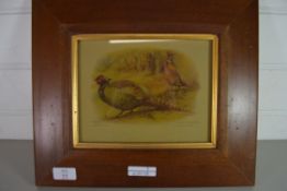 FRAMED COLOURED PRINT OF PHEASANTS