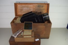 VINTAGE MAGIC LANTERN PROJECTOR TOGETHER WITH VARIOUS ASSORTED SLIDES