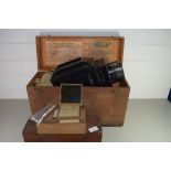 VINTAGE MAGIC LANTERN PROJECTOR TOGETHER WITH VARIOUS ASSORTED SLIDES