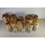 COLLECTION OF STONEWARE STORAGE JARS AND OTHER MIXED ITEMS