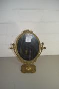 BRASS FRAMED OVAL ADJUSTABLE DRESSING TABLE MIRROR