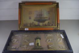 FRAMED MODEL BOAT AND A FRAMED GROUP OF KNOTS