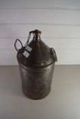 VINTAGE POLISHED IRON DOUBLE HANDLED CONTAINER WITH SCREW ON LID