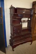 EARLY 20TH CENTURY CHINESE LACQUERED SIDE CABINET WITH MULTIPLE DOORS AND DRAWERS, DECORATED WITH