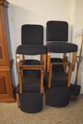 SET OF SIX EARLY 20TH CENTURY BLACK UPHOLSTERED DINING CHAIRS