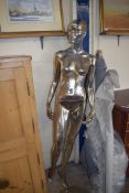 SILVER PAINTED FEMALE MANNEQUIN, 180CM HIGH