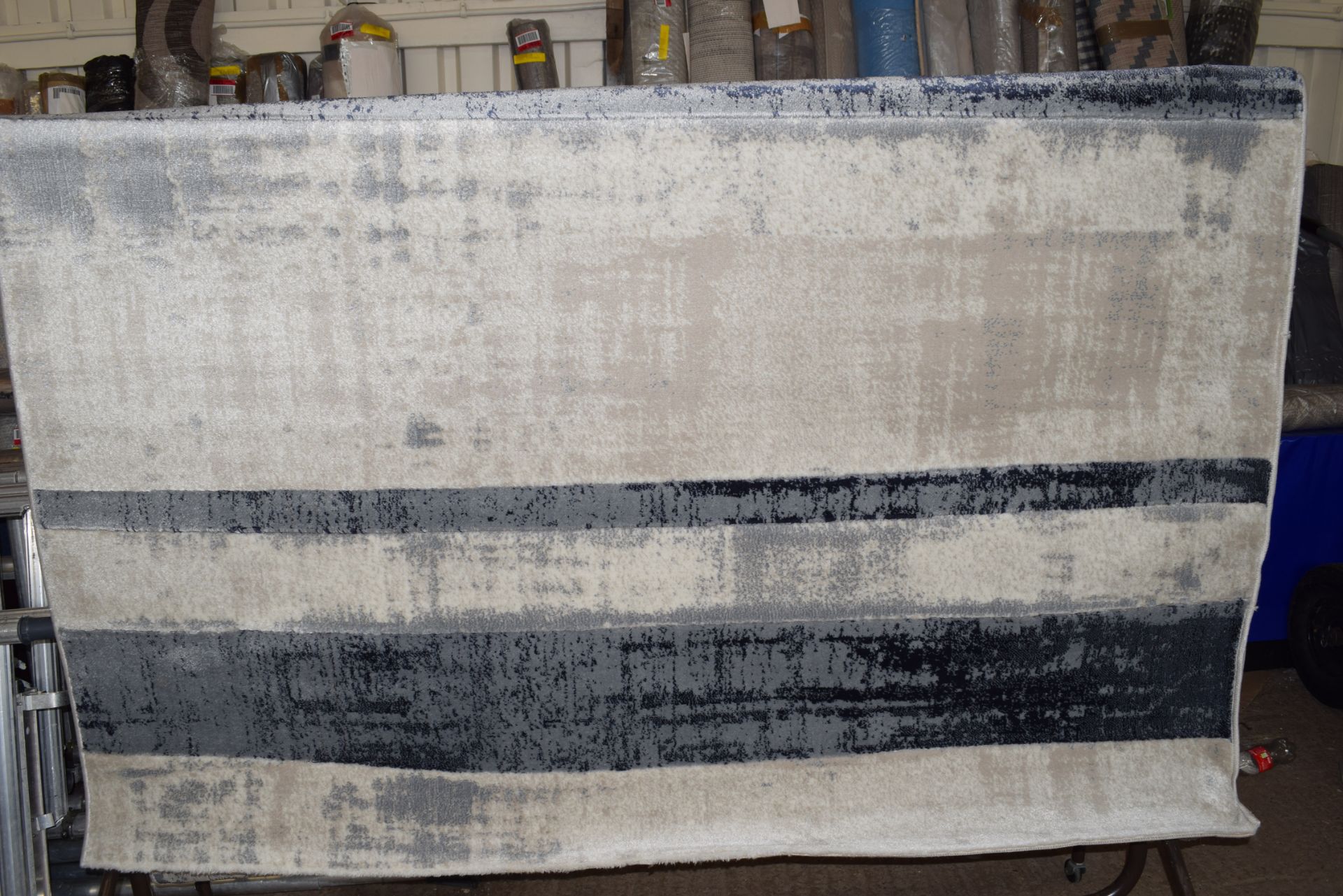 Flat weave blue/grey rug, 200 x 290cm