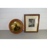 NELSON INTEREST: DECORATED PLATE DEPICTING NELSON SET IN AN OAK FINISH FRAME, TOGETHER WITH A