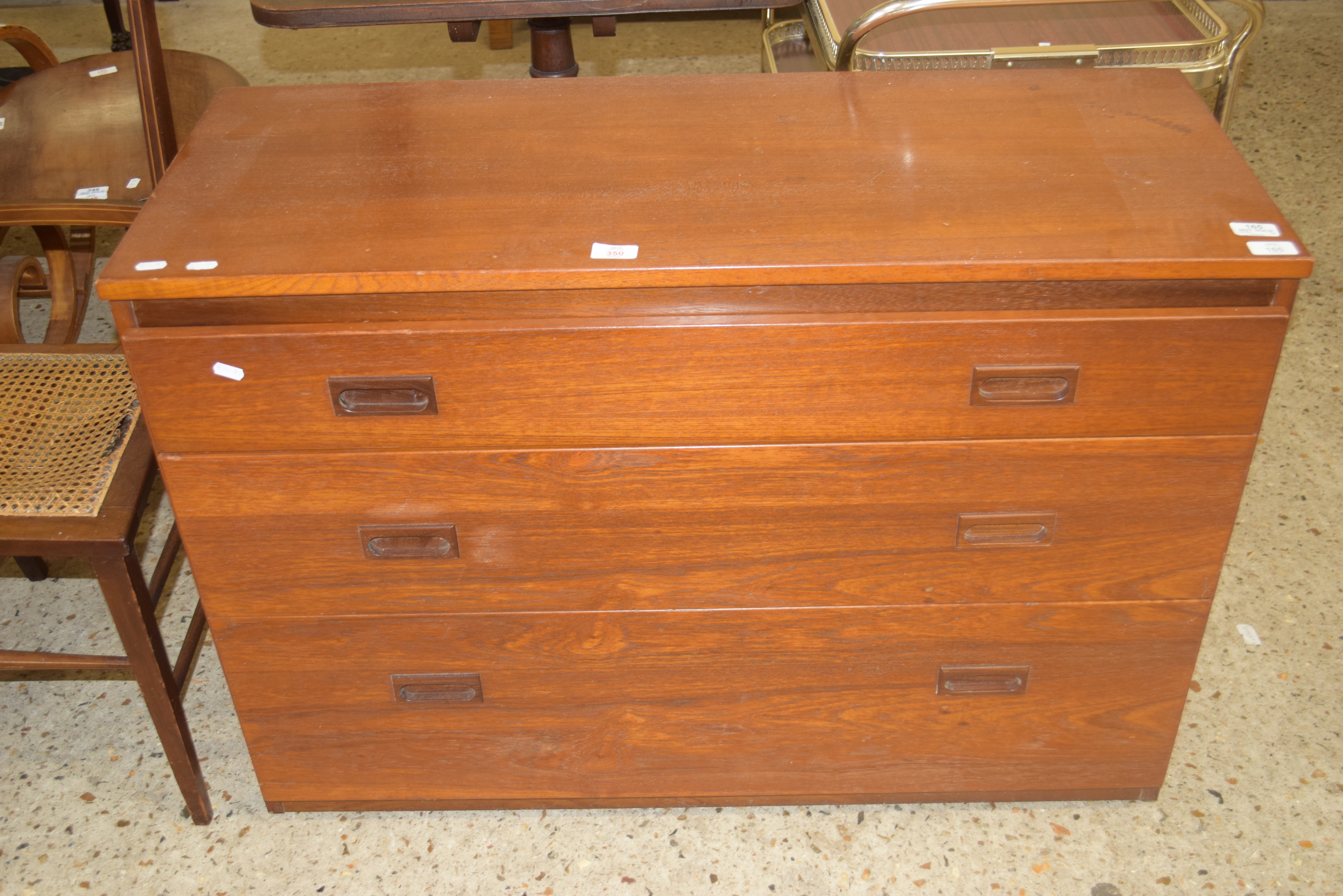 RETRO TEAK THREE DRAWER BEDROOM CHEST, 102CM WIDE