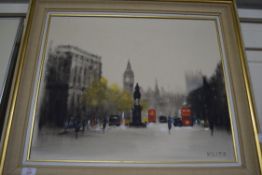 KLITZ, STUDY OF A LONDON STREET SCENE, OIL ON CANVAS, 75CM WIDE