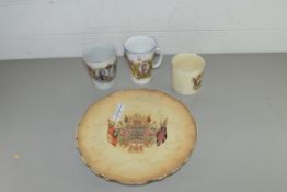 ROYAL COMMEMORATIVE WARES COMPRISING GEORGE V CORONATION BEAKER, EDWARD VIII CORONATION MUG,