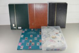 FOUR STAMP STOCK BOOKS PLUS FURTHER BOX OF LOOSE STAMPS