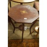 EDWARDIAN MAHOGANY TWO-TIER OCCASIONAL TABLE WITH INLAID STAR DECORATION, 70CM HIGH