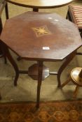 EDWARDIAN MAHOGANY TWO-TIER OCCASIONAL TABLE WITH INLAID STAR DECORATION, 70CM HIGH