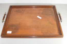 RECTANGULAR OAK DOUBLE HANDLED SERVING TRAY