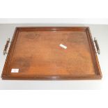 RECTANGULAR OAK DOUBLE HANDLED SERVING TRAY