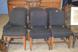 SET OF SIX BLACK UPHOLSTERED DINING CHAIRS