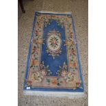 CHINESE FLORAL DECORATED WOOL RUG, 150CM LONG