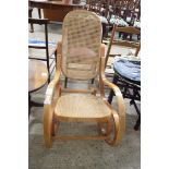 MODERN BENTWOOD CANE SEATED AND BACK ROCKING CHAIR