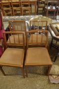 SET OF FOUR RETRO MID-CENTURY SPINDLE BACK DINING CHAIRS