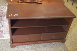 MAHOGANY FINISH TV OR HI-FI CABINET WITH TWO DRAWER BASE, 109CM WIDE