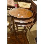 NEST OF THREE EARLY 20TH CENTURY WALNUT VENEERED OCCASIONAL TABLES, 56CM WIDE