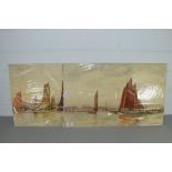 TWO WATERCOLOUR STUDIES OF HARBOUR SCENES WITH BOATS, UNSIGNED, UNFRAMED