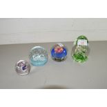 GROUP OF FOUR 20TH CENTURY ART GLASS PAPERWEIGHTS TO INCLUDE LANGHAM GLASS