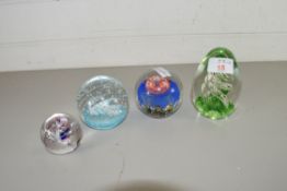 GROUP OF FOUR 20TH CENTURY ART GLASS PAPERWEIGHTS TO INCLUDE LANGHAM GLASS