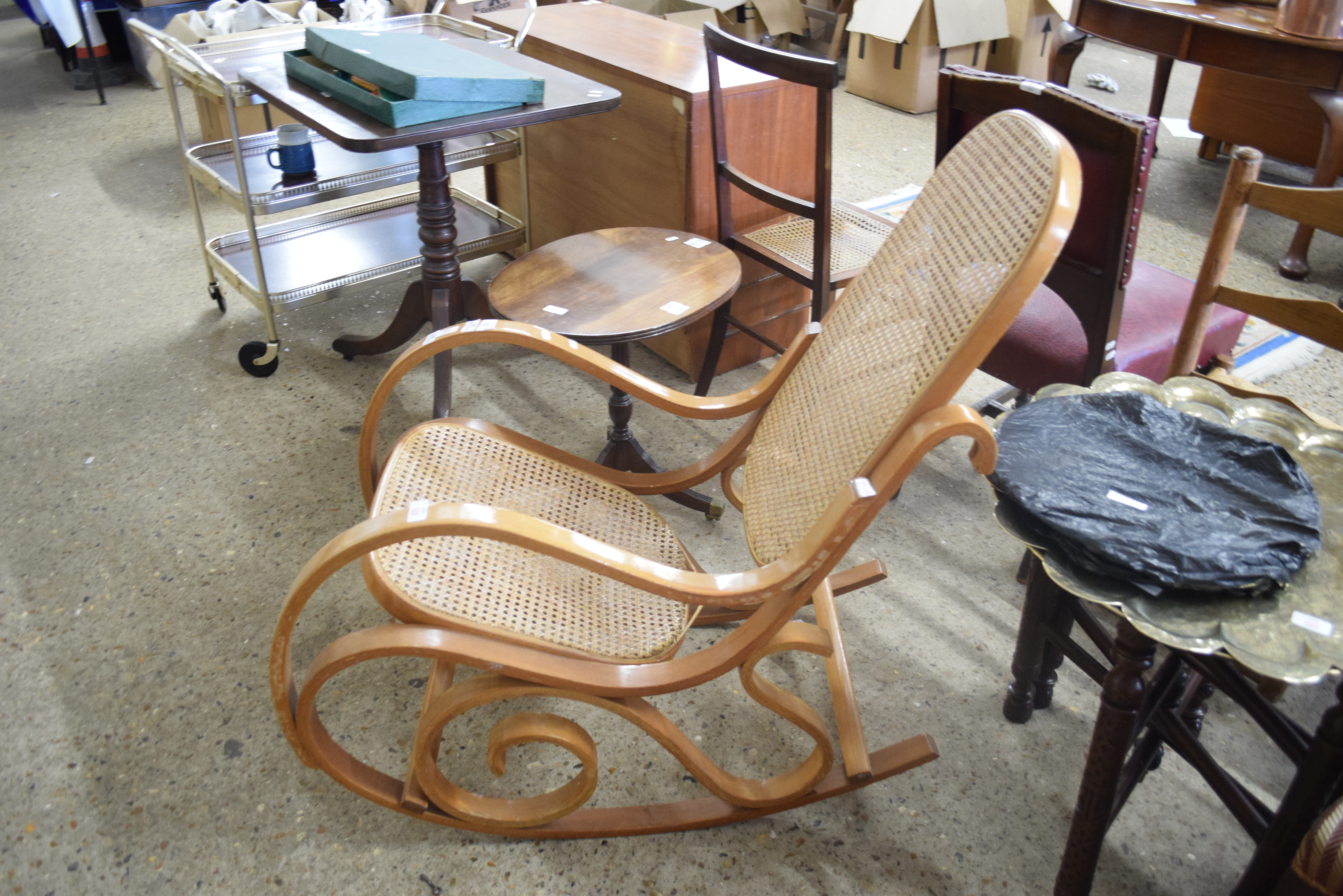 MODERN BENTWOOD CANE SEATED AND BACK ROCKING CHAIR - Image 2 of 2