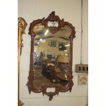 20TH CENTURY WALL MIRROR IN FOLIATE MOULDED FRAME, 76CM HIGH