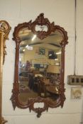 20TH CENTURY WALL MIRROR IN FOLIATE MOULDED FRAME, 76CM HIGH