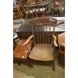 VICTORIAN ELM SEATED STICK BACK WINDSOR TYPE CHAIR, 91CM HIGH