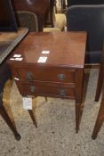 REPRODUCTION MAHOGANY TWO DRAWER BEDSIDE TABLE 38CM WIDE