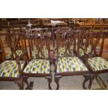 SET OF EIGHT REPRODUCTION MAHOGANY CABRIOLE LEGGED DINING CHAIRS
