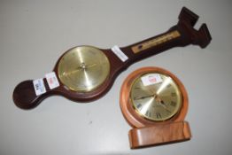 MODERN BAROMETER/THERMOMETER COMBINATION TOGETHER WITH A MODERN QUARTZ MANTEL CLOCK