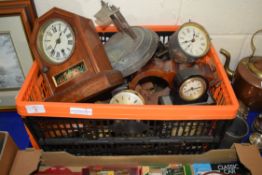 BOX OF MANTEL CLOCKS AND CLOCK MOVEMENTS