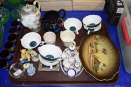 TRAY OF MIXED ITEMS TO INCLUDE A MINIATURE REGAL TEA SET, NORITAKE TEA POT (A/F), A ROYAL STANLEY