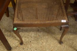 EDWARDIAN CANE SEATED AND CABRIOLE LEGGED STOOL, 52CM WIDE