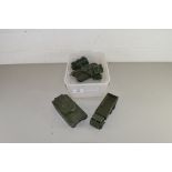 BOX OF DINKY TANKS AND ARMY VEHICLES